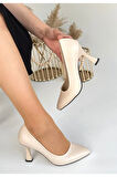 Ulba Bej Cilt Stiletto Ayakkabı
