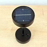 Metal Güneş Enerjili Solar Lamba Siyah Masa Üstü Lambası Şarj Soketli Lamba 2li 26x11cm