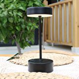 Metal Güneş Enerjili Solar Lamba Siyah Masa Üstü Lambası Şarj Soketli Lamba 2li 26x11cm