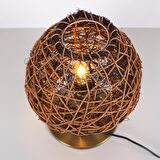 Afrika Gold Ayaklı Rattan Led Masa Lambası, Bohem Masa Lambası, Çalışma Masası Lambası 25x30cm