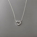 Gümüş Renk Şık ve Parlak Antialerjik 316L Çelik Kalp Model Kolye