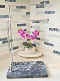 Mermer Ayaklı Metal Gümüş / Banyo El Havluluk Kağıt Havluluk Standı