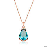 Gümüş Mavi Topaz Damla Bayan Kolye
