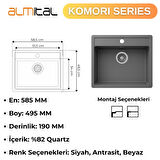 Granit Evye KOMORI Series Anthracite 58,5x49,5 (ANTRASİT) 