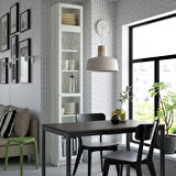 Cam kapaklı kitaplık, beyaz, 40x30x237 cm