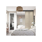 PAX gardırop, beyaz-aynalı cam-gri-bej, 200x66x236 cm