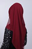 Taşlı Büzgülü Bağlamalı Şal Bordo - Bordo