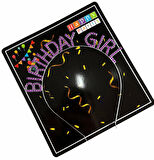 Mor Renk Kristal Taşlı Parlak Birthday Girl Yazılı Taç 16x17 Cm - Lisinya