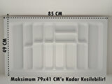 85x49 Cm. 14 Gözlü Beyaz Çekmece Içi Kaşıklık 79*41 Cm'e Kadar Kesilebilir