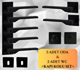 Stilo Siyah 5 ADET ODA 2 ADET WC Kare Rozetli Kapı Kolu SET