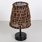 Japandi Bambu Deniz Sazı ve Muz Lifi Antre Dekoratif Güneş Enerjili Solar Lamba Aydınlatma 27x17cm