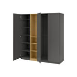 PAX gardırop, koyu gri-meşe görünümlü, 185x60x201 cm