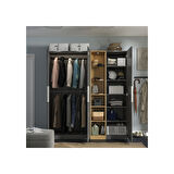 PAX gardırop, koyu gri-meşe görünümlü, 185x60x201 cm