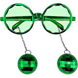 Disko Toplu Küpeli Parti Gözlüğü Yeşil Renk 