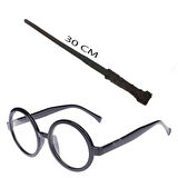 Harry Potter Asası ve Siyah Çerçeveli Gözlük Seti