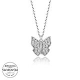 Swarovski Taşlı Gümüş Kelebek Kolye