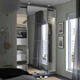 PAX sürgü kapaklı gardırop, beyaz-aynalı cam, 150x66x236 cm