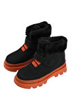 Kaymaz Kalın Taban Kürklü Cırtlı Çocuk Bot SİYAH - TURUNCU