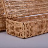 Organizer, Rattan Kapaklı Saklama Kutusu, Dekoratif Obje, Dolap İçi Düzenleyici 26x5cm 2 li Set