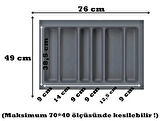76x49 Cm. 6 Bölmeli Gri Çekmece İçi Düzenleyici Kepçelik (70*40 CM'E KADAR KESİLR) Ücretsiz Kesim
