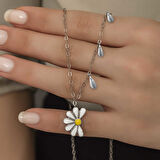 Gümüş Rodyum Papatya Seviyor Sevmiyor Kadın Kolye