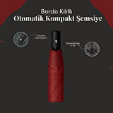 Bordo Kılıflı Otomatik Kompakt Şemsiye