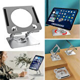 360 Derece Dönebilen Yükseltilmiş Masaüstü Ayarlanabilir  Metal Tablet Standı