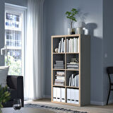 Açık raf ünitesi, gri-ahşap görünümlü, 77x147 cm