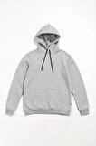 Erkek Uzun Kol Kapşonlu Basic Sweatshirt Hoodie - Gri