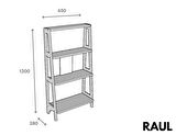 Raul Plywood Çok Amaçlı Duvar Rafı Kitaplık Çiçeklik Saksılık Salon Banyo Çalışma Odası Dolap 4 Raflı