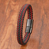  FM Kırmızı Siyah Deri Örgü Çelik Bileklik 31833B4D2 