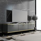 MOBİLYA GEZEGENİ GOLD TV ÜNİTESİ Antrasit GOLD 210 Cm GENİŞLİK  Z3001