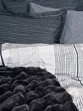Cotton Box Trim Çift Kişilik Battaniyeli Nevresim Takımı Smooth Siyah