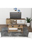 Mezza Set 1584-2074 Exxen Tv Ünitesi Exxen Orta Sehpa (AHŞAP AYAKLI) - Sepet-beyaz Rengi