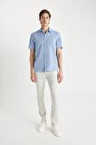 DeFacto Regular Fit Yazlık Polo Yaka Basic Düz Kısa Kollu Gömlek D4498AX24SMBE627