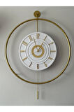 Yeni (Gold 3'lü Set) 12-24h-XXL Timelles(60X80CM)-( Saat Ve Çiçeklik )-Metal (Mobilya)Duvar Saati