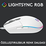 LOGITECH G G102 LIGHTSYNC RGB AYDINLATMALI 8.000 DPI KABLOLU OYUNCU MOUSE BEYAZ 910-005824