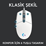 LOGITECH G G102 LIGHTSYNC RGB AYDINLATMALI 8.000 DPI KABLOLU OYUNCU MOUSE BEYAZ 910-005824