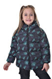 Spor Kız ÇocukDijital Desen Polar Su Ve Rüzgar Geçirmez Kapüşonlu Şişme Mont