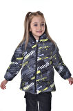 Spor Kız ÇocukDijital Desen Polar Su Ve Rüzgar Geçirmez Kapüşonlu Şişme Mont
