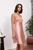 Pierre Cardin Brandy Saten Dantelli Kadın Gecelik Sabahlık Takımı 4510