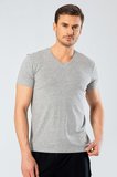 Cacharel Erkek V Yaka Likrali T-shirt 1332/Gri