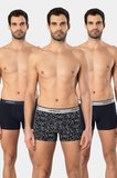 Cacharel Erkek Desenli Likrali Boxer 3'lü Paket 1339/Lacivert 7