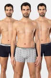Cacharel Erkek Desenli Likrali Boxer 3'lü Paket 1339/Lacivert 8