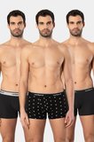 Cacharel Erkek Desenli Likrali Boxer 3'lü Paket 1339/Siyah 1