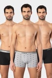 Cacharel Erkek Desenli Likrali Boxer 3'lü Paket 1339/Siyah 4