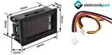 Dijital voltmetre ampermetre DC 100V 10A  0.56 inch  (mavi + kırmızı) çift renk LED gösterge