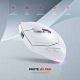 Rampage PROTE M5 PRO Kablosuz Beyaz RGB Ledli Şarjlı 26000 DPI 3395 Sensor Gaming Oyuncu Mouse