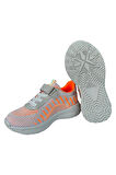 Çocuk Örgülü Bağcıklı Cırtlı Spor Ayakkabı GRİ-TURUNCU