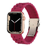 Apple Watch 7 41mm Kordon Metal Tokalı Ayarlanabilir Yapılı Soft Silikon KRD72